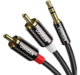 CABLE DE 3,5 MM MACHO A 2 RCA MACHO, 5 METROS NEGRO