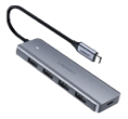 ADAPTADOR HUB DE USB-C 3.0 A USB-A DE 4 PUERTOS, DE HASTA 5GBPS,COLOR GRIS