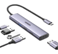 ADAPTADOR HUB USB-C CON 4 PUERTOS USB 3.0, COMPATIBLE CON DISPOSITIVOS USB-C, COLOR GRIS