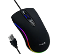 MOUSE CABLEADO, INTERFAZ USB, VOLTAJE DE OPERACION 5V COLOR NEGRO CON ROJO 3 CON BOTONES