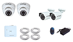 KIT IP COMPUESTO NVR 4CH 2 PCS DOMO 1.0MP 2 PCS BALA 1.0PM 4 PCS RJ45