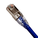 PATCH CORD ULTRADELGADO CAT6A BLINDADO S/FTP PARA CENTRO DE DATOS COLOR AZUL CHAQUETA LSZH 0,5M