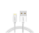 CABLE DE DATOS Y CARGA USB-A A LIGHTNING 2.4A COLOR BLANCO PLATEADO 1 METRO